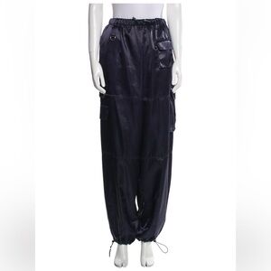 The Frankie Shop Navy Blue Satin Cargo Pants sz Large